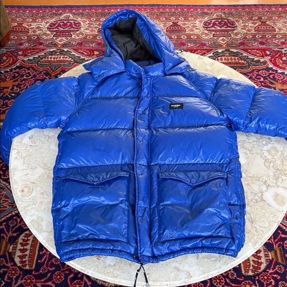 HOMME+ Vancouver Blue Down Puffer Jacket — Detachable Hood, Zip & Snap Front - Picture 7 of 11